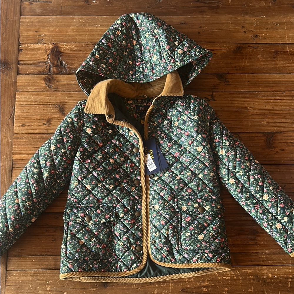 Girls Polo Floral quilted barn jacket look. Never worn with tags! So cute!